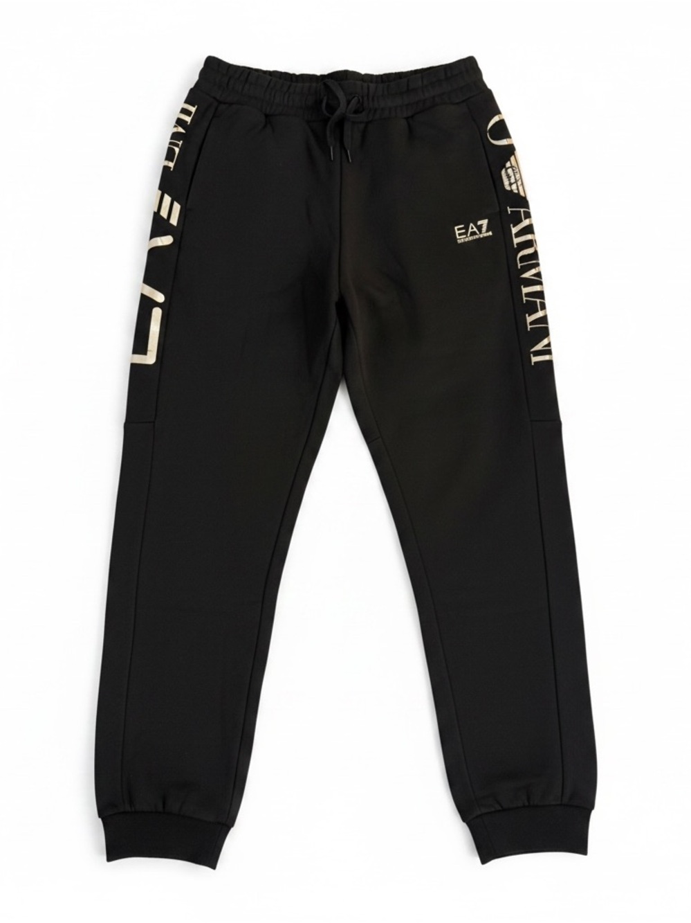 Emporio Armani Black Sweatpants with silver Logo